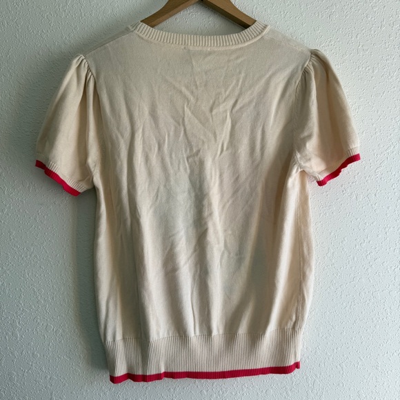 NWT Anthropologie Cotton Floral Short Sleeve Sweater Size XL - Picture 5 of 6